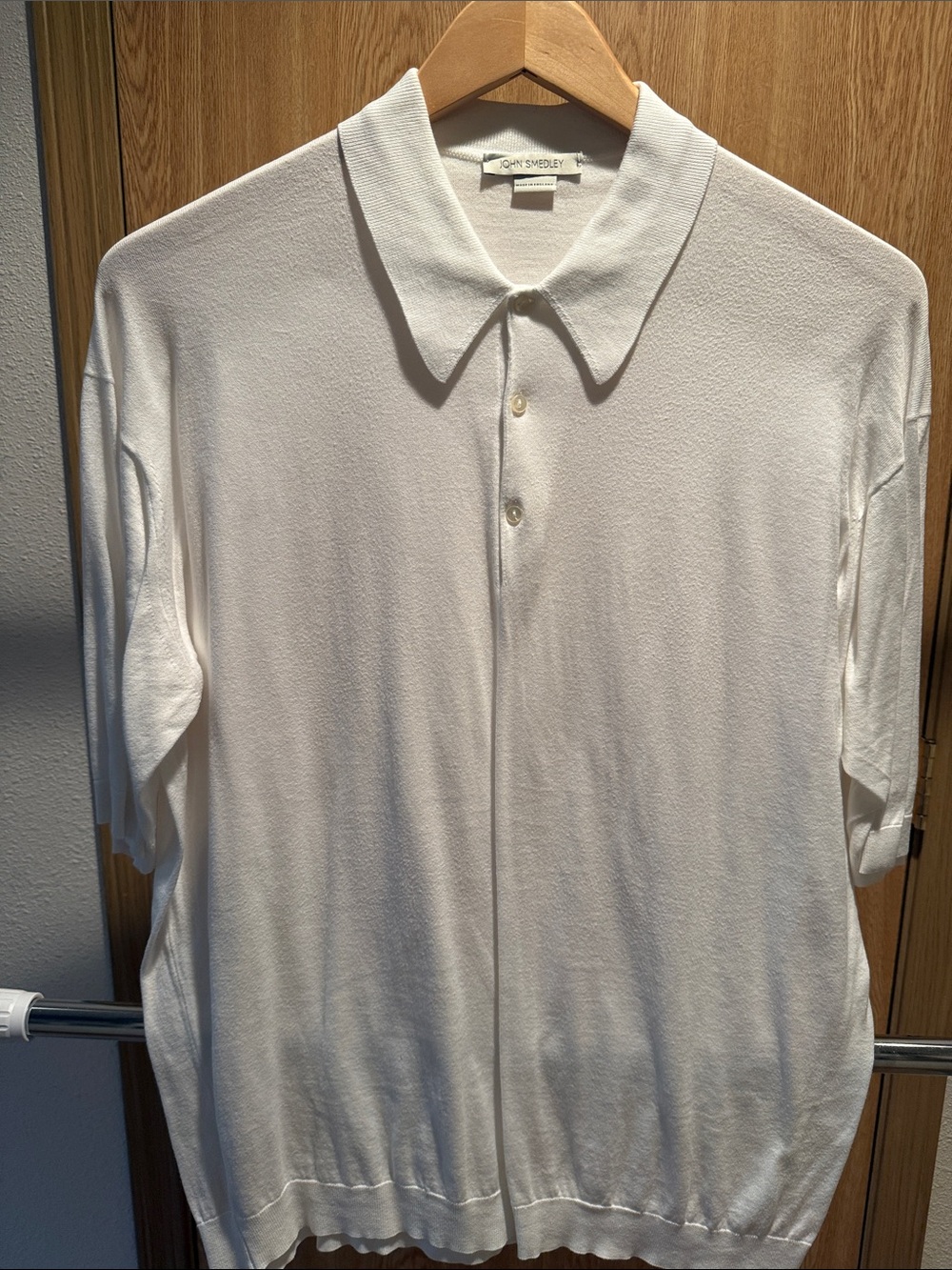 John Smedley White Cotton Lightweight Sweater Short-Sleeve